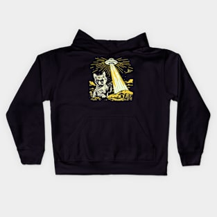 Shocked Cat and UFO Invasion Kids Hoodie